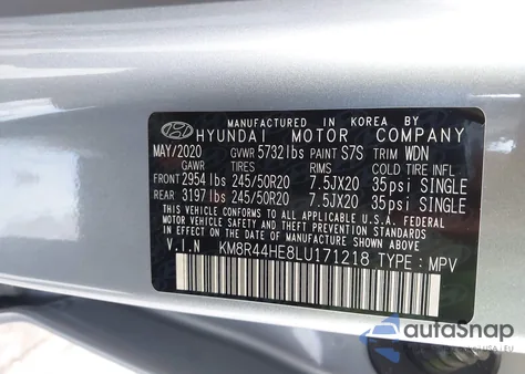 2020 Hyundai Palisade Sel z USA, uszkodzony, nr VIN KM8R44HE8LU171218